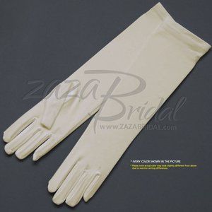 15.5″ Long 4-Way Stretch Matte Finish Satin Dress Gloves 8BL - Ivory